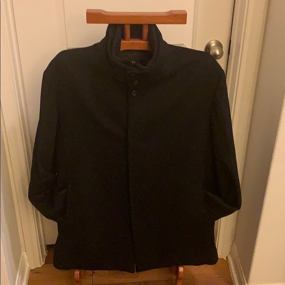 J.Farrar men’s modern fit BlackWool Blend overcoat - Picture 3 of 13